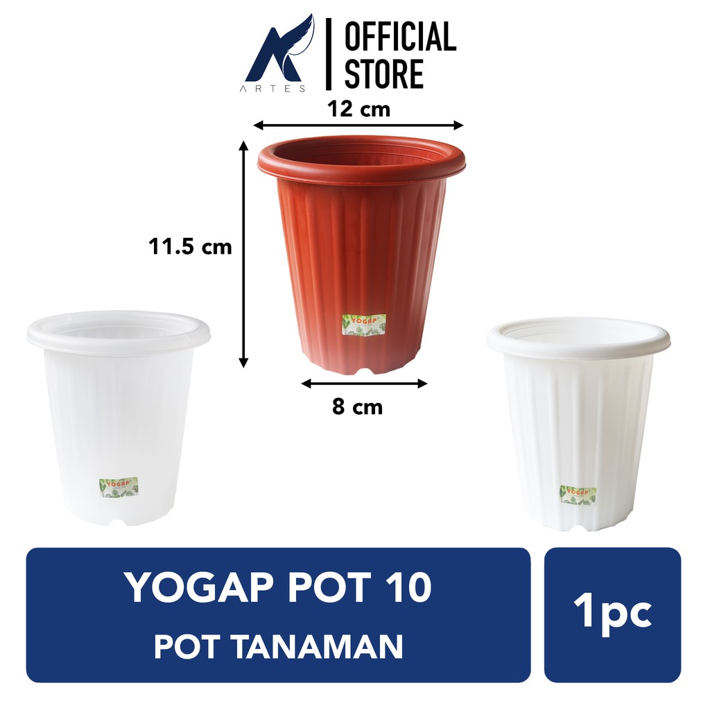 YOGAP POT 10 Plastik Tanaman Hias-Bunga-Daun-Sukulen-Kaktus Diameter 12 cm Coklat-Putih-Bening