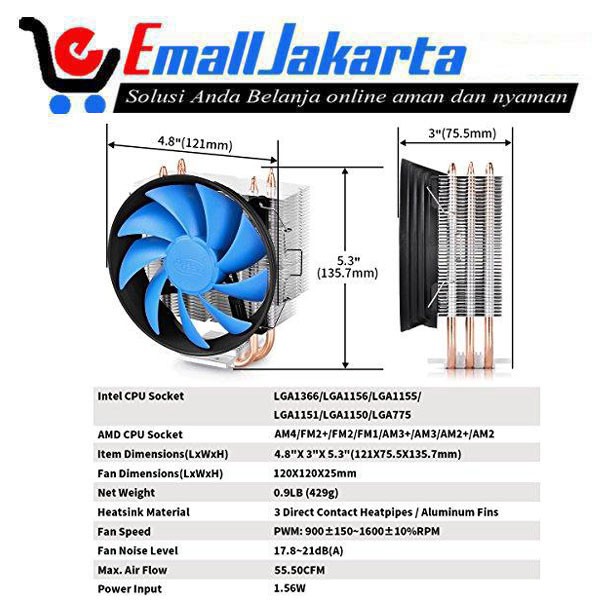 Deepcool CPU Cooler Gammaxx 300 Kipas Komputer Fan Cooling Deep Cool