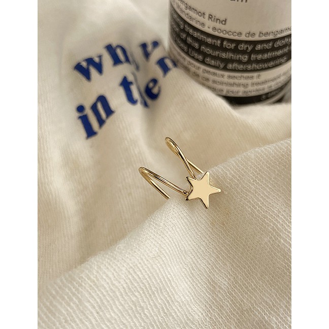 LRC Anting Jepit Fashion Golden Star Alloy Non-pierced Ear Clip P9468X