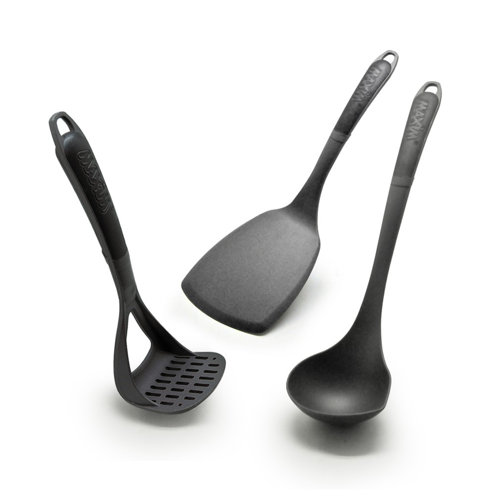 Premium (Mount) Maxim Utensil Pro 3pcs Spatula / Sutil Ladle Potato Masher Nylon Tahan Panas