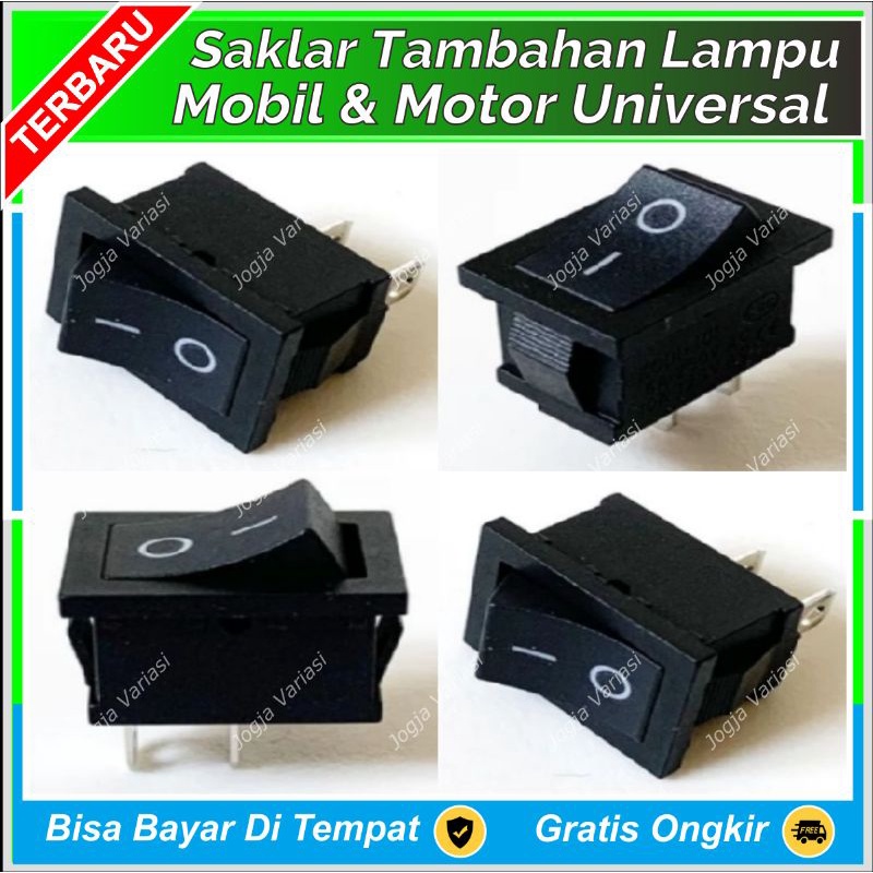 SAKLAR SWITCH ON OFF HITAM 2 PIN TANAM MINI KOTAK MOBIL MOTOR ALAT ELEKTRONIK LAMPU TEMBAK LAMPU KAB