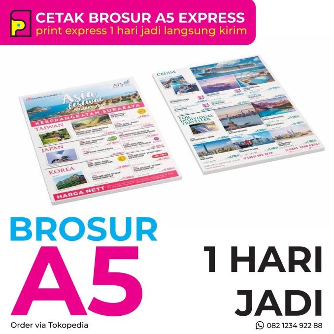 

Cetak Brosur A5 1 Rim 500 Lembar Full Colour Express 1 Hari Jadi 1Sisi