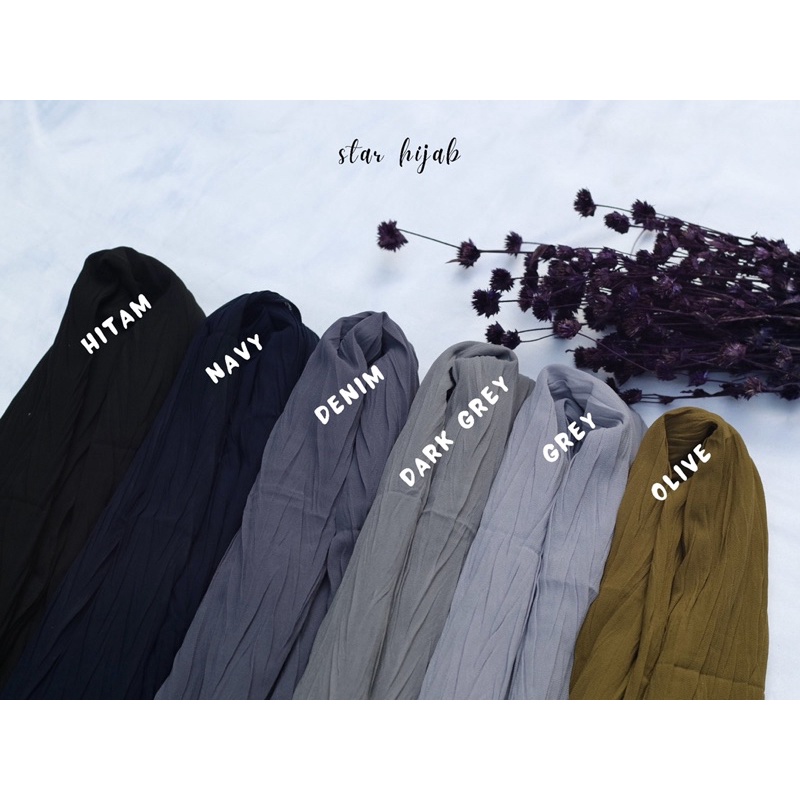 PADI Pashmina Plisket Padi | Pasmina Plisket Bambu Bamboo (TANPA GARIS TENGAH)