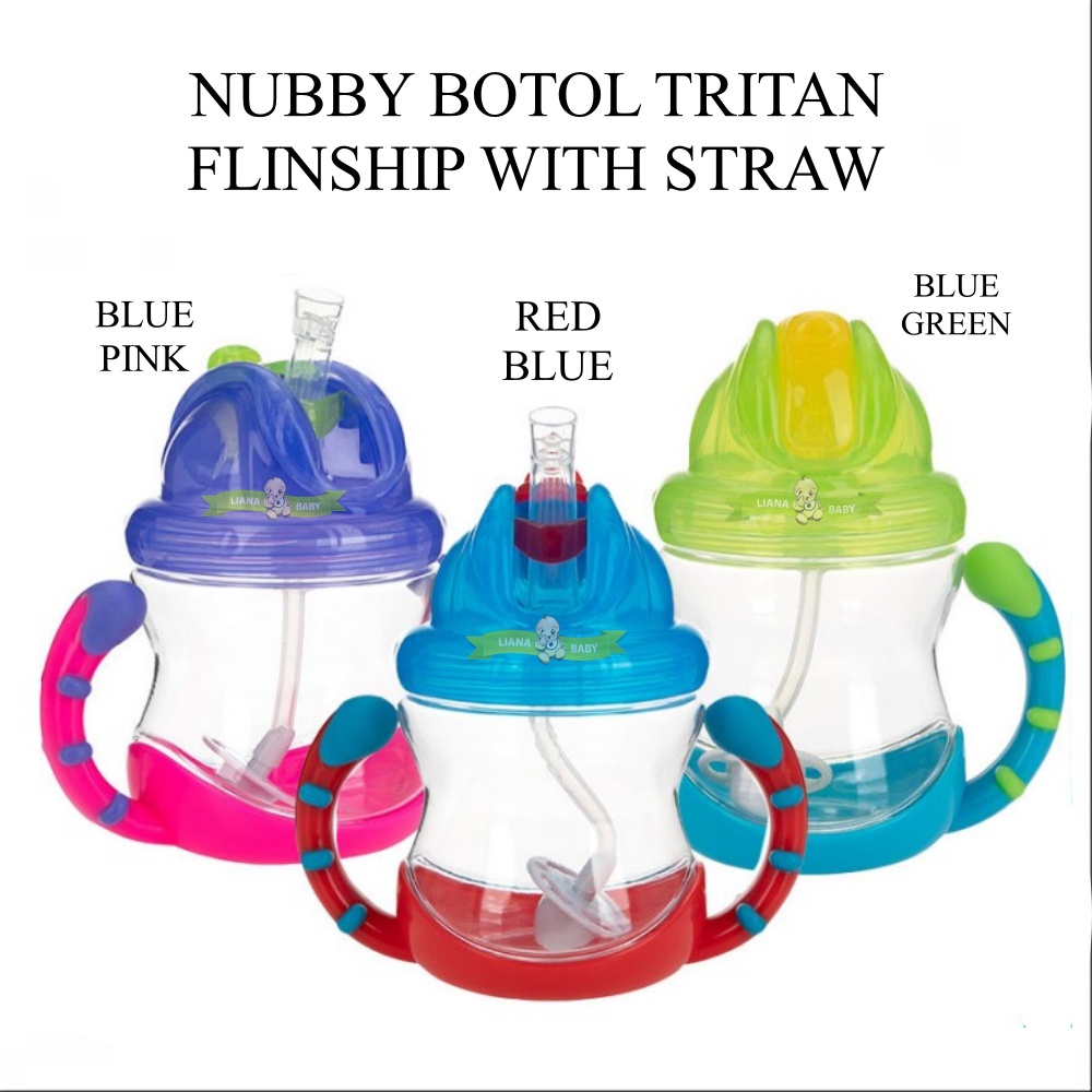 BOSU319 NUBY BOTOL TRITAN  FLINSHIP WITH STRAW, RED BLUE, BLUE PINK, BLUE GREEN, NB235