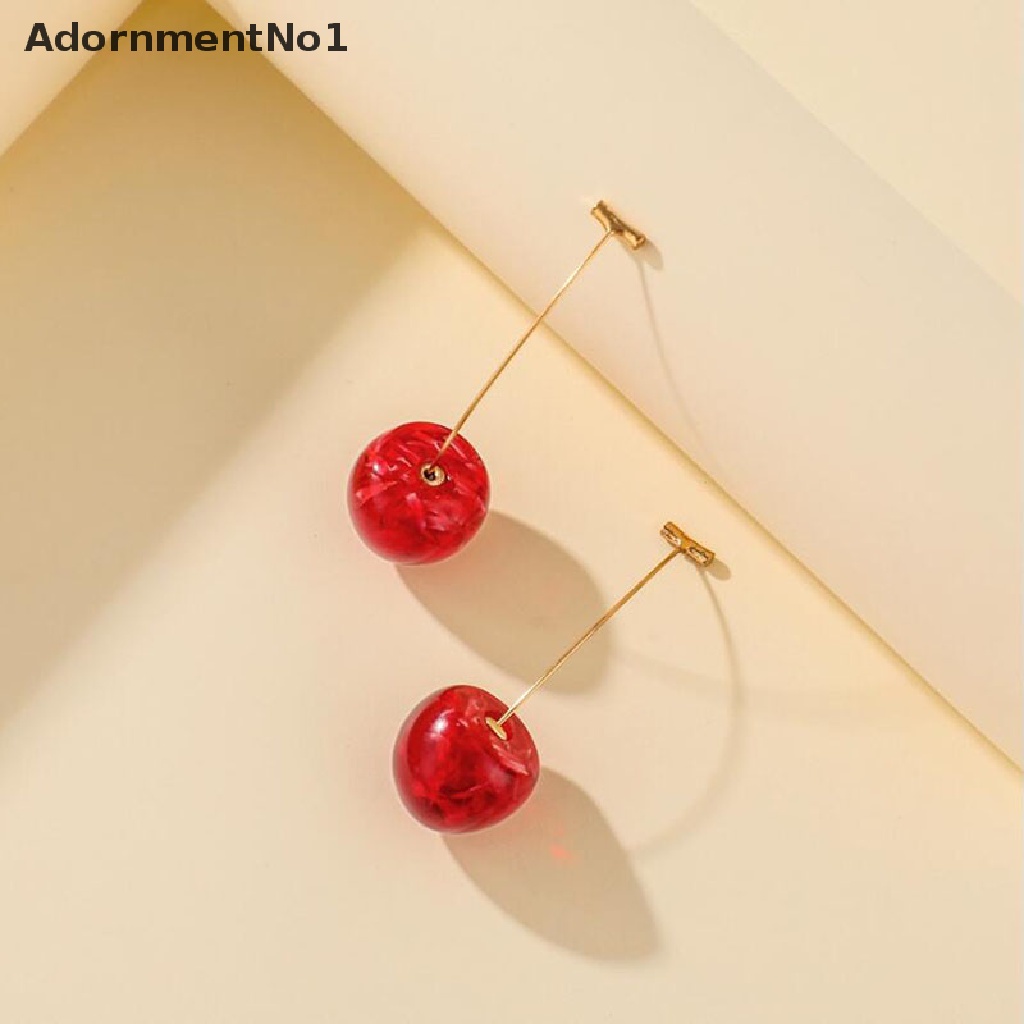 (AdornmentNo1) Anting Tusuk Gantung Bahan Resin Desain Bunga / Buah Ceri Kering Untuk Wanita