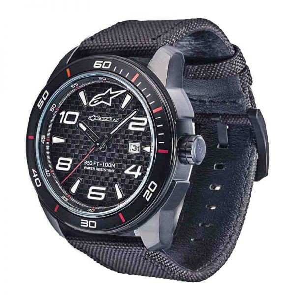 Alpinestars Tech Watch 3H Black Black Nylon Strap &amp; Extra Strap / Jam Tangan