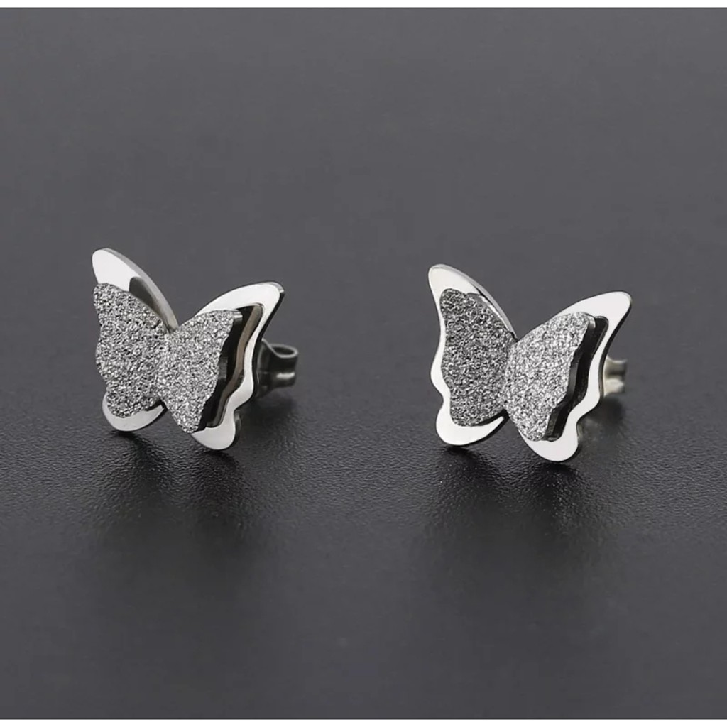 Anting Titanium Model Kupu-Kupu Tersedia Warna Rose Gold, Gold dan Silver-Silver