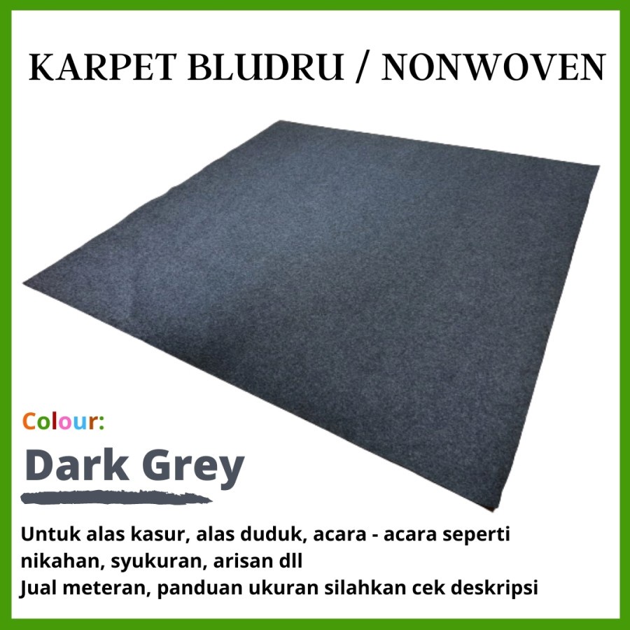 BAROKAH Karpet Wool Meteran 0,5  x  2 m, Bludru Bulu, Brudru Pameran Tebal-DARK GREY