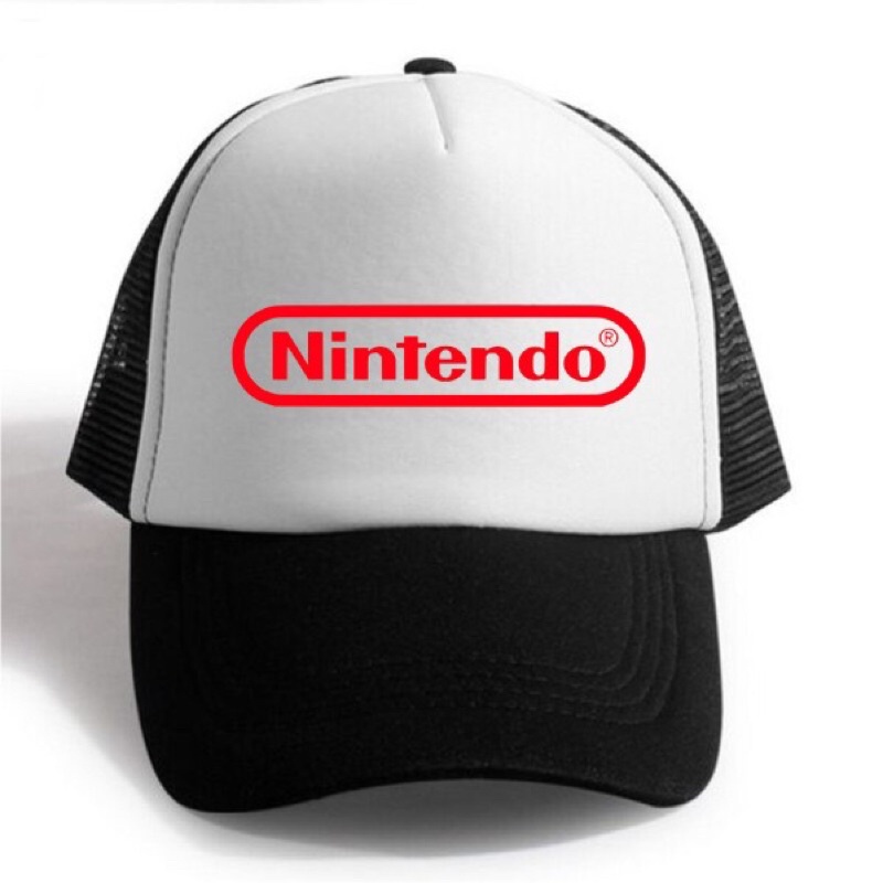 Topi Trucker Nintendo - HITAM PUTIH