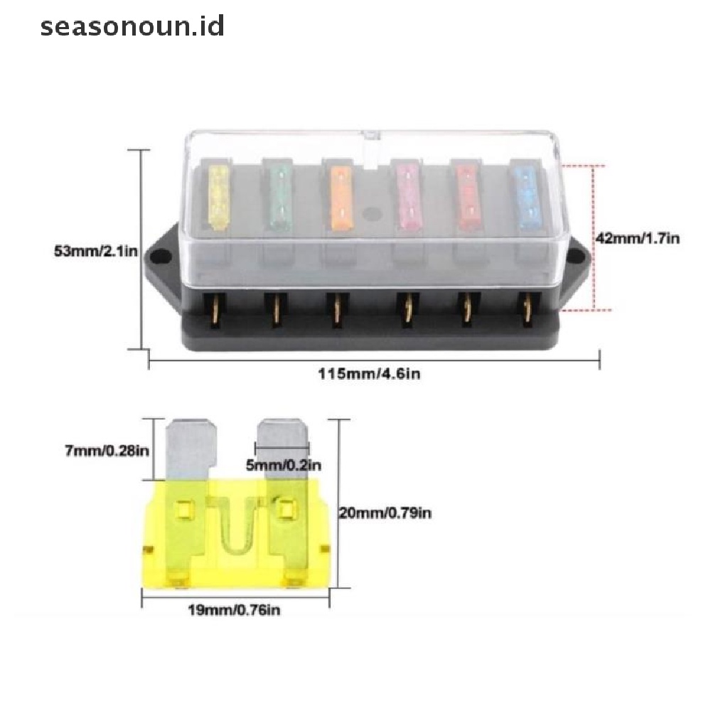 Kotak Holder Sekring Gepeng Standar ATO 6 Arah DC 12V / 24V Untuk Mobil