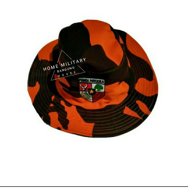 TOPI RIMBA LORENG PEMUDA PANCASILA - TOPI PP BORDIR LOGO PEMUDA PANCASILA