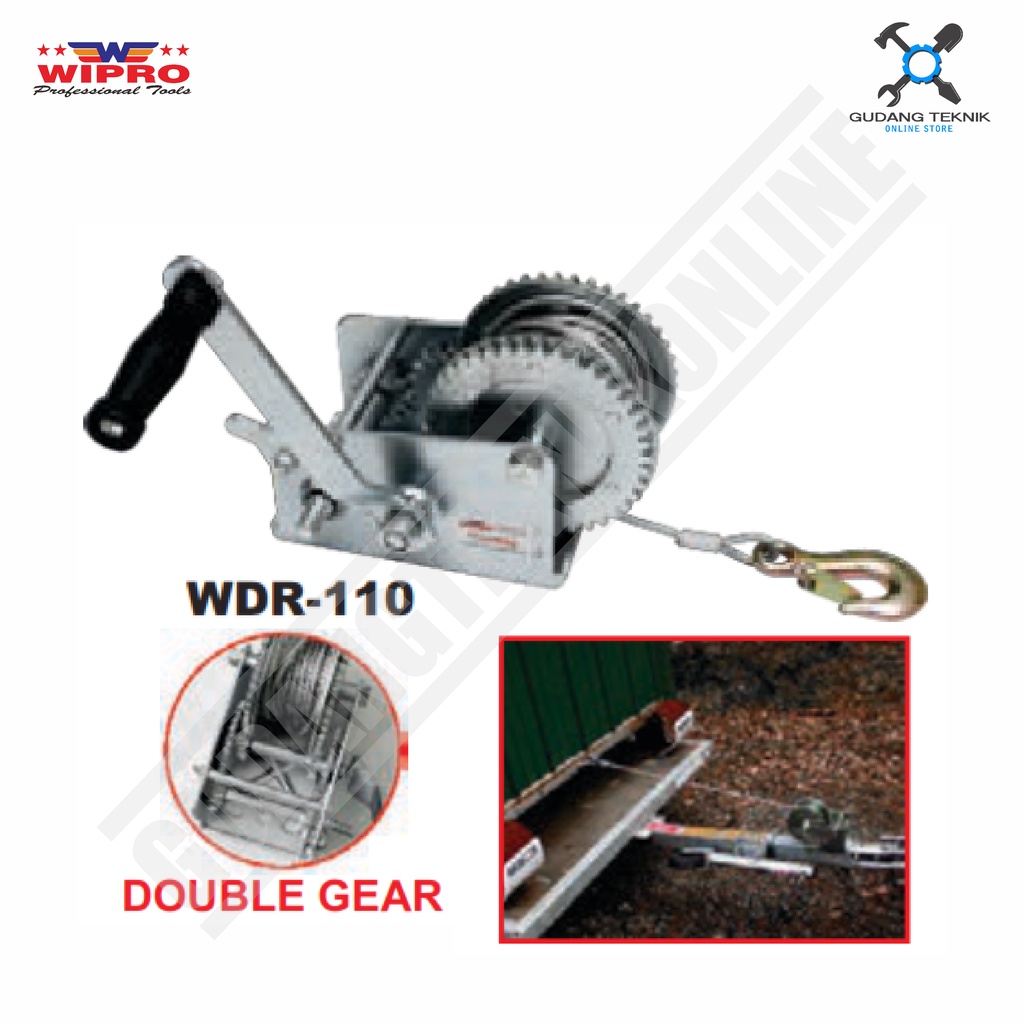 Katrol Gigi Ganda Tangan 1100KG WIPRO WDR-110 / Double Hoist Manual Takel Tekel - Hand Winch Wire Rope WIPRO WDR110