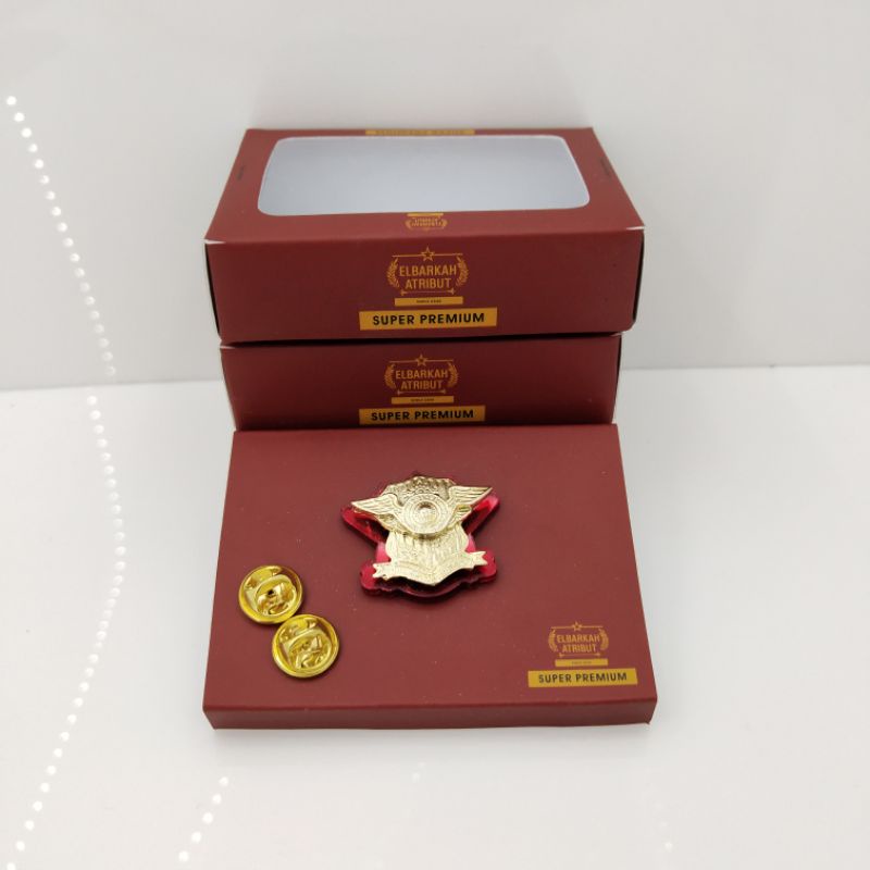 PIN DIKJUR POLRI DENGAN AKRILIK MERAH GOLD PLATED SUPER PREMIUM