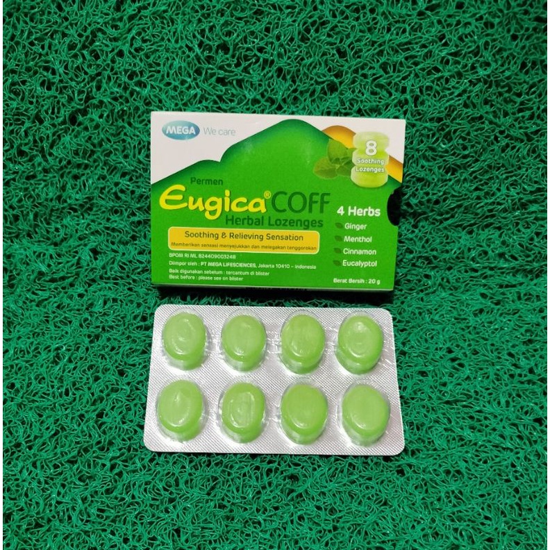

Eugica Coff Herbal Lozenges 8 tablet - Permen Pelega Tenggorokan - Apotek Embun