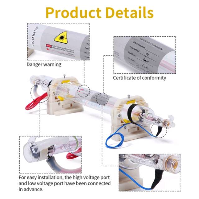 Tabung laser co2 laser tube co2 tabung laser 40w laser tube tabung laser co2