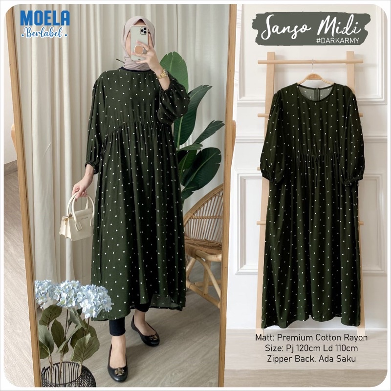 SANSO MIDI DRESS DARK ARMY by moela
