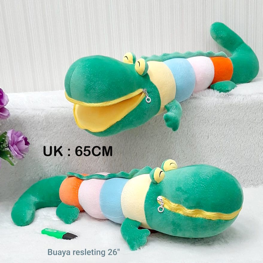 Boneka Buaya Resleting Crocodile Rainbow Lembut 65CM Impor Hadiah Kado