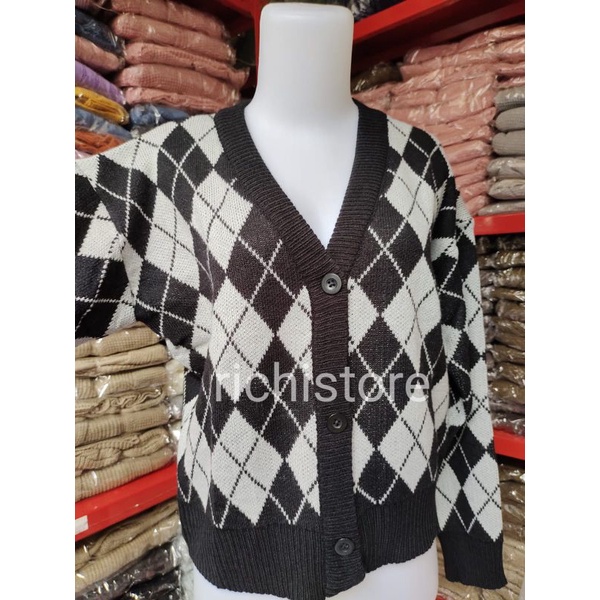 KARDIGAN RAJUT MOTIF KOTAK LEMBUT PREMIUM CARDIGAN MURAH RAJUT