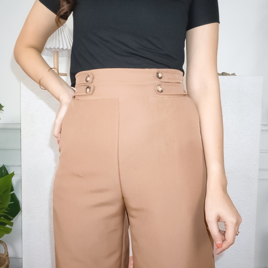 AFI - EC - Celana Kulot Highwaist Double Button (KANCING 4)