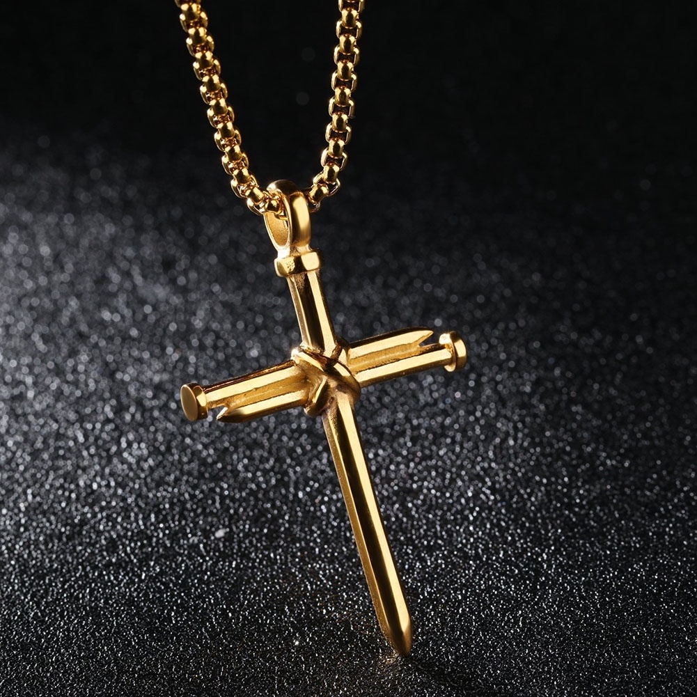 [Jianxin] Fashion Man Women Titanium Steel Cross Pendant Long Chain Necklace Jewelry Gift