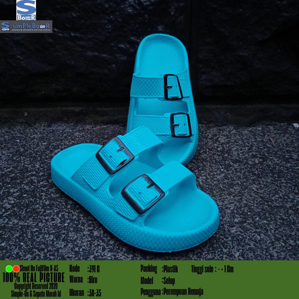 sandal slop anak perempuan remaja terbaru motif gesper model 391C 30-35