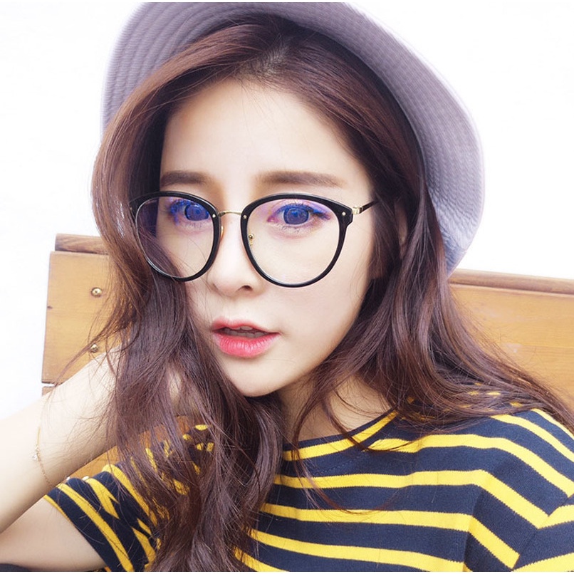 (YUZHU) Bayar di Tempat Korean Design Retro Mata Kucing Wanita Kacamata Eyeglasses