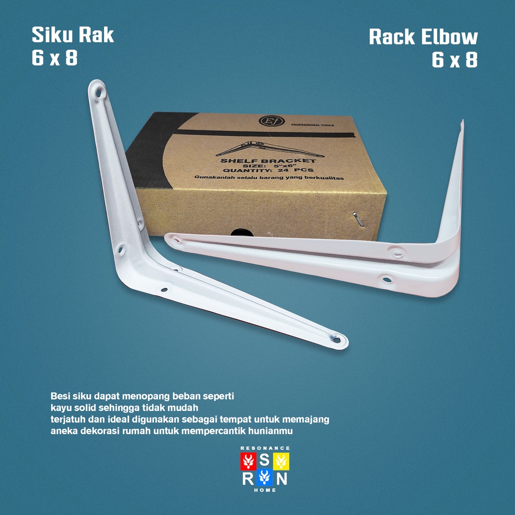 Siku Rak Besi L Putih Uk. 6x8 Inch l Shelf Bracket l Penyangga Ambalan Resonance Home