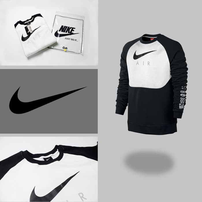 SWEATSHIRT NIKE AIR HYBRID BLACK X WHITE - sweater nike grade ori - sweater pria