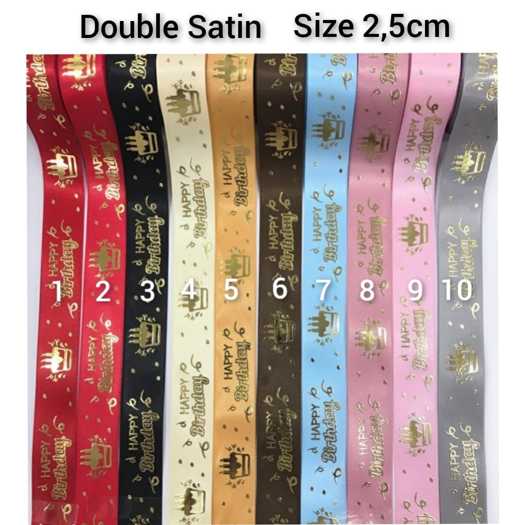 1 YARD - PITA KADO | PITA HAMPERS | PITA ULANG TAHUN | DOUBLE SATIN &amp; GROSGRAIN SIZE 2.5 CM