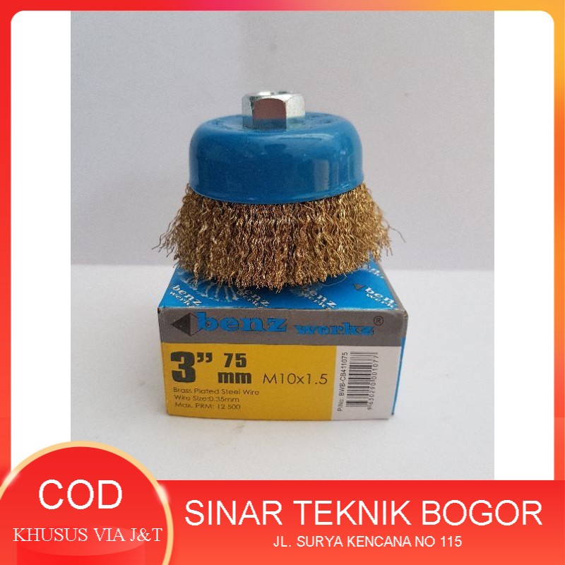 Benz Sikat Kawat Mangkok Lurus 3" crimped brush gerinda