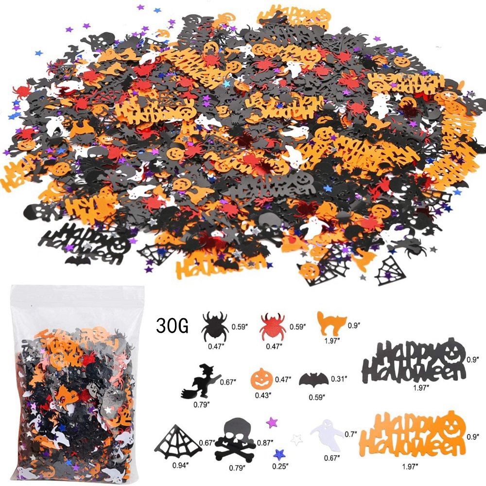 ELEGANT 30g Halloween Confetti Plastic Pumpkin Confetti Table Decoration Bat Colorful for Desk Ornaments Scrapbooking Supplies Party Festival Glitter