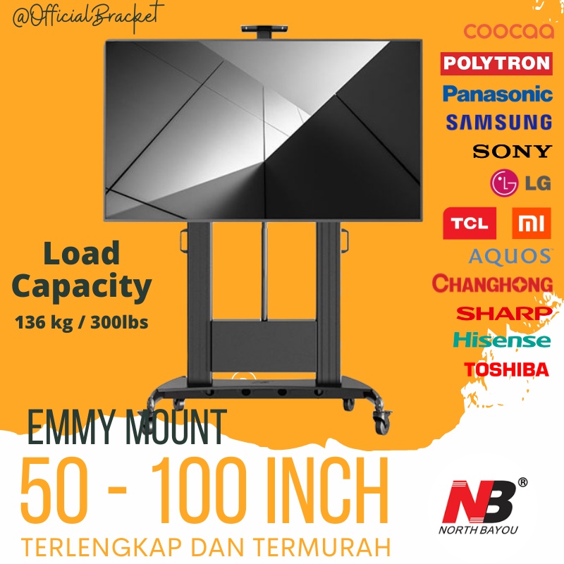 promo!! BRACKET BREKET STANDING TV NB North Bayou 60-100 INCH NBTW100 NB TW100 MOBILE CART STAND