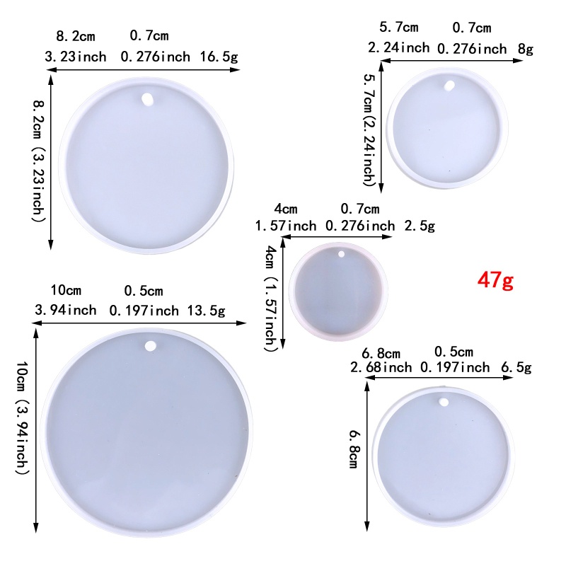 Siy Cetakan Silikon Bentuk Bulat Dengan Lubang Gantungan Kunci Untuk DIY Craft