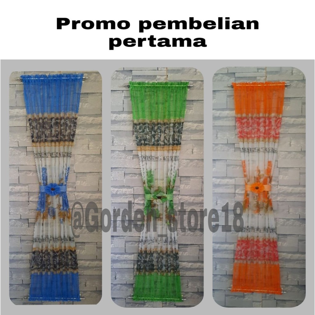Gorden kupu jendela minimalis murah / Tirai gorden kupu kupu motif bunga / gorden pita ikat tengah