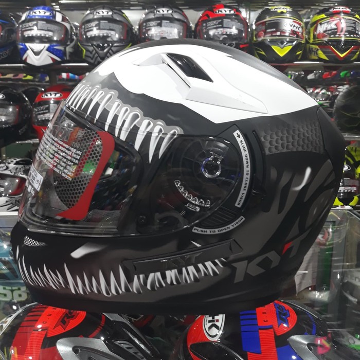 Helm Full Face Fullface KYT K2 Rider Venom Black Doff Gunmetal Double