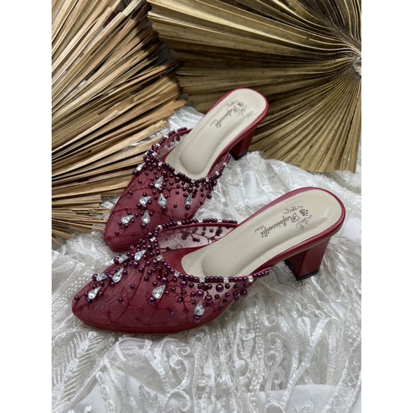 sepatu Rafaizoutfit sepatu sintya merah marron sepatu wedding sepatu cantik tinggi 7cm tahu