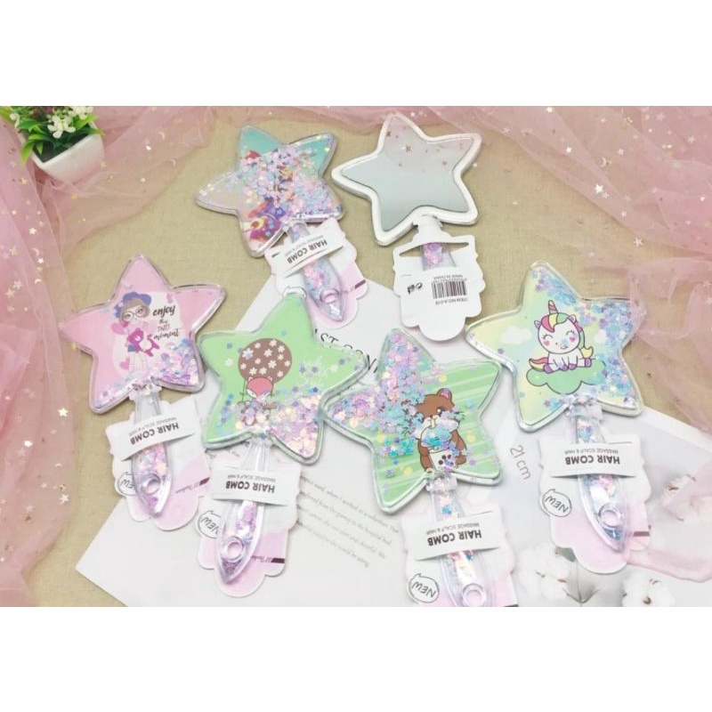 COD KACA GAGANG GLITER BENTUK BINTANG LUCU / CERMIN MIRROR MAKE UP KD88