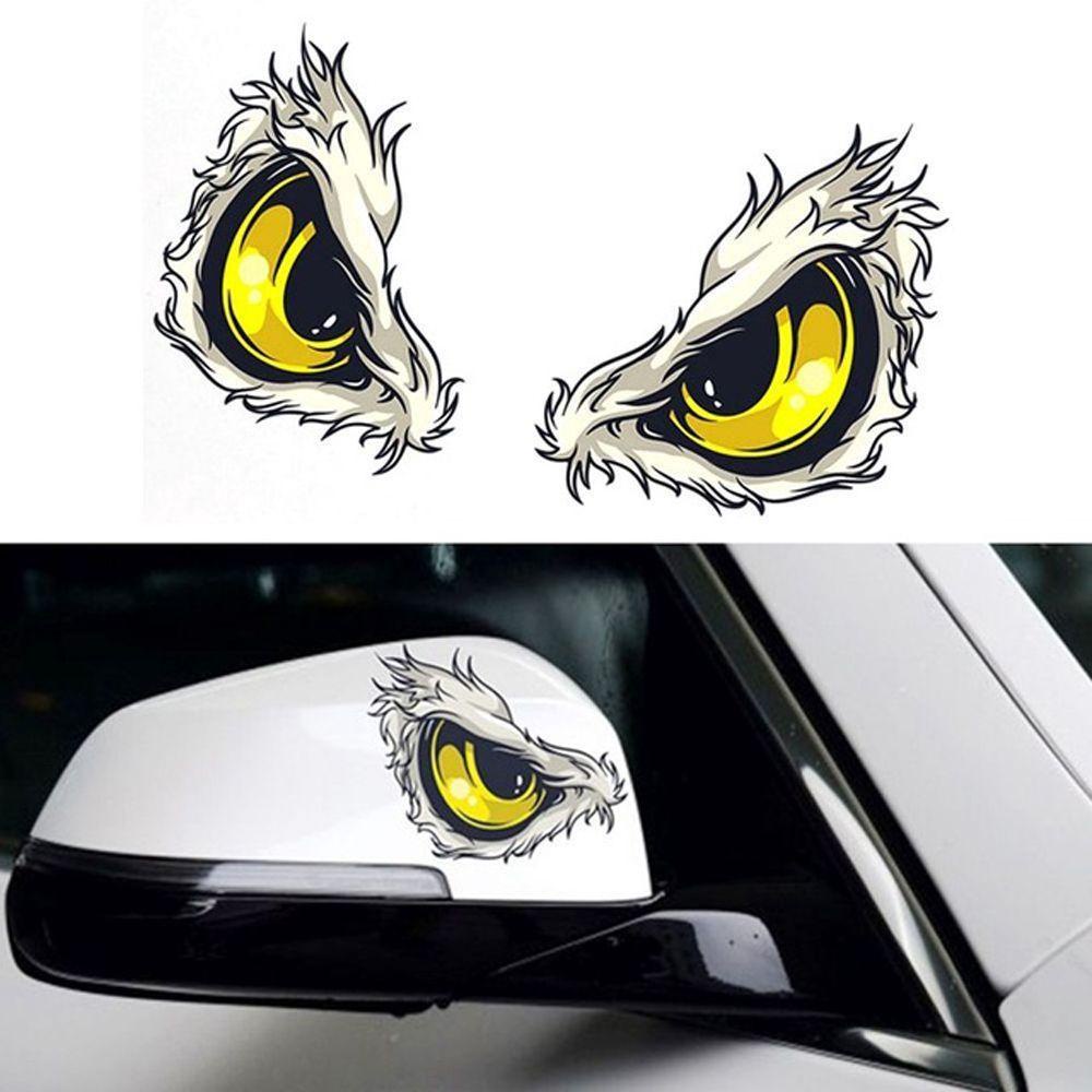 Lanfy Stiker Mobil Vinyl Tahan Air Aksesoris Mobil Styling Penutup Mesin Perekat Diri Mobil Side Fender 3D Stereo Eyes