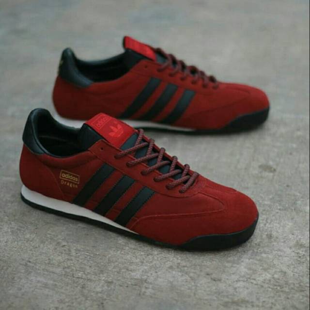 Original BNWB Sepatu Casual Adidas Dragon Maroon Black Stripes