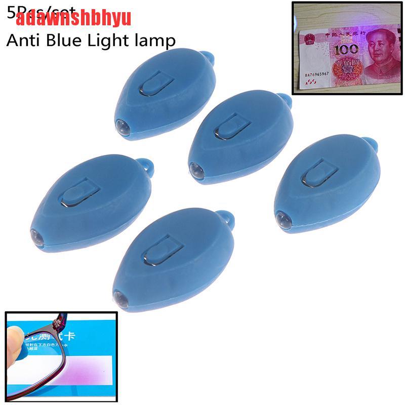 (Adawnshbhyu) 5pcs Gantungan Kunci Senter Led Uv Mini Warna Biru