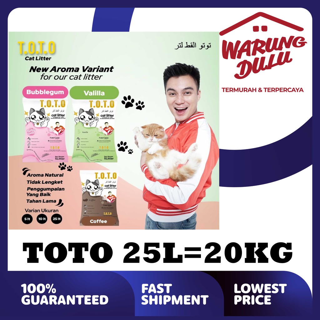 Pasir Kucing Gumpal Wangi TOTO 20kg (Grab/Gosend)