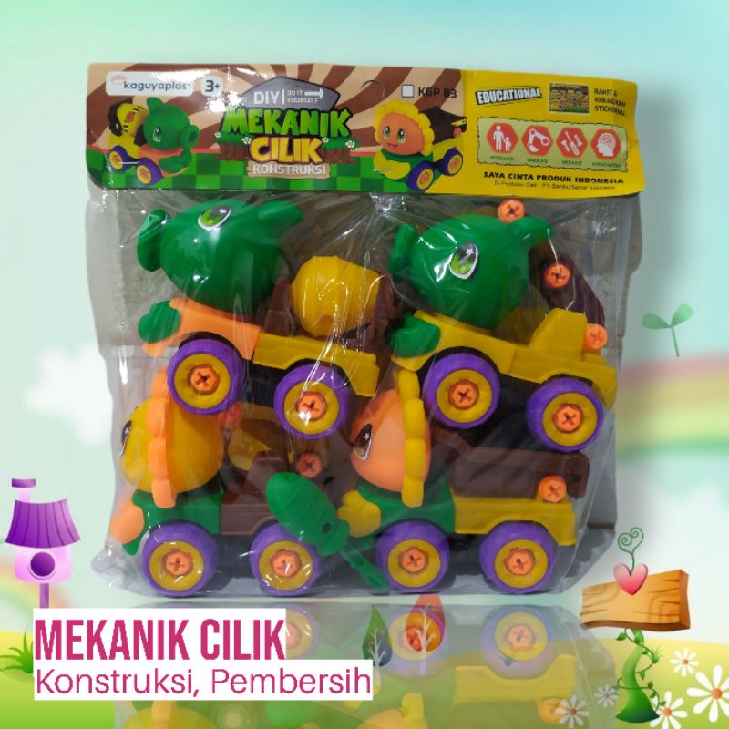 Mainan Set DIY Bongkar Pasang Anak Truk Konstruksi Kebersihan