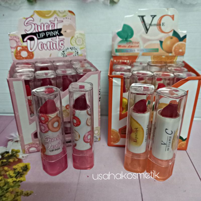 ECER!! LIP PINK / LIP MATTE LIPSTICK DONUTS/VIT C IMAN OF NOBLE NO.LTT-1