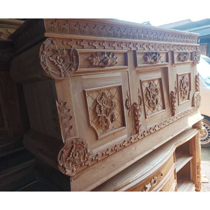 Bufet Ukir Jati Jepara Mentah