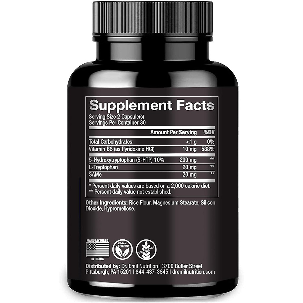 Dr Emil Nutrition 5 HTP 200mg 5-HTP Plus Serotonin Mood Sleep Support Booster