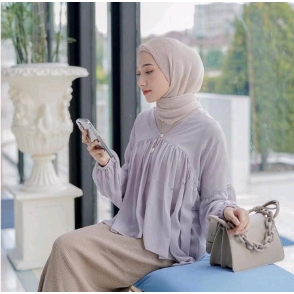 Alny Hijab - Dealova Blouse Outer / Bloude Wanita Bahan Ceruti Babydoll Premium