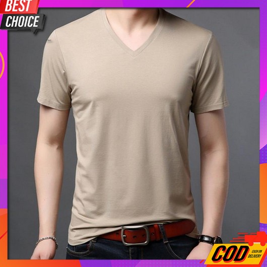 Baju Kaos Pria Atasan Kekinian Terbaru 2022 Branded  Korean Styl 9Seven-Kaos Polos Lengan Pend