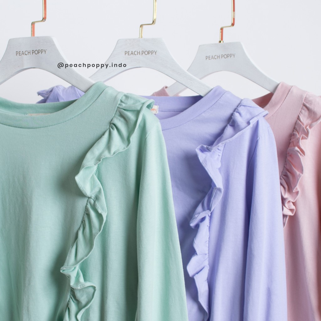 Peach Poppy Ayla Top - Atasan Wanita Kaos Lengan Panjang