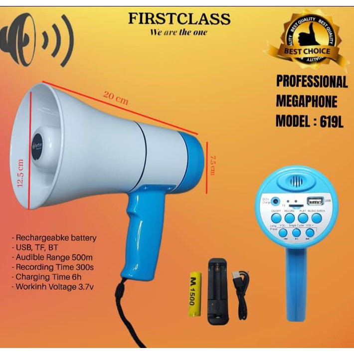 MEGAPHONE FIRST CLASS 619L PROFESSIONAL HAND MEGAPHONE FIRSTCLASS 619L