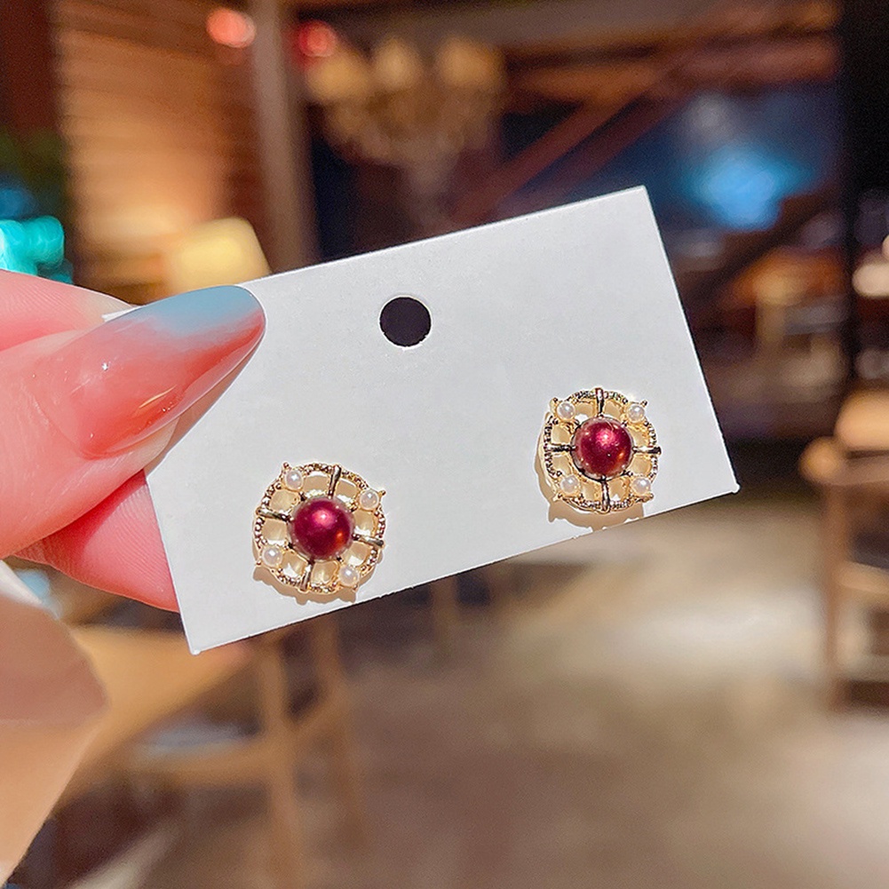 Anting Stud Desain Bunga Kupu-Kupu Hati Aksen Mutiara Gaya Elegan Untuk Wanita